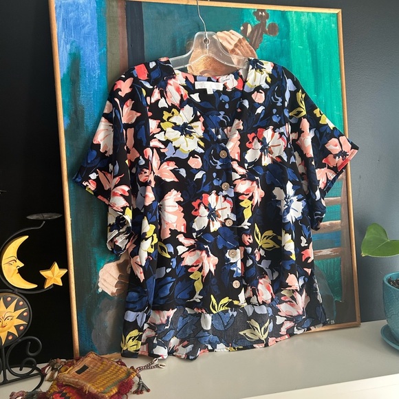 Adyson Parker Navy Floral Blouse S - Picture 2 of 14